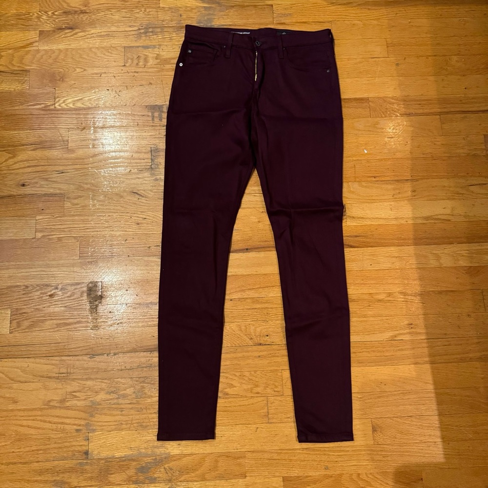 AG Maroon Farrah High-Rise Skinny Jeans